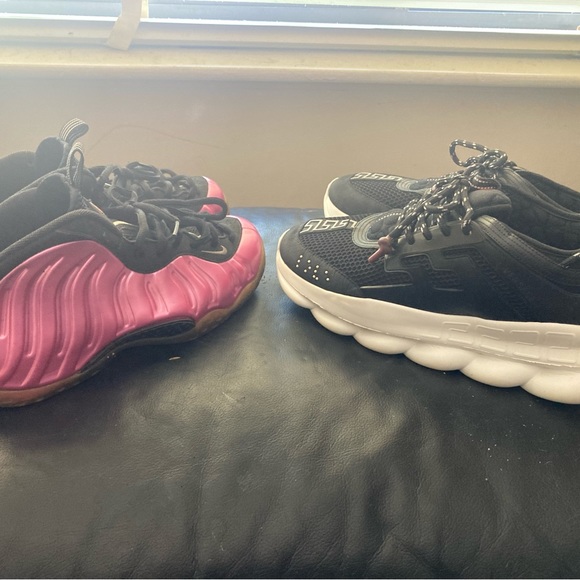 Versace Chain Reaction “Blk/Wht” sz 10 & Nike Foamposite One “Pink” sz 9 - Picture 5 of 10
